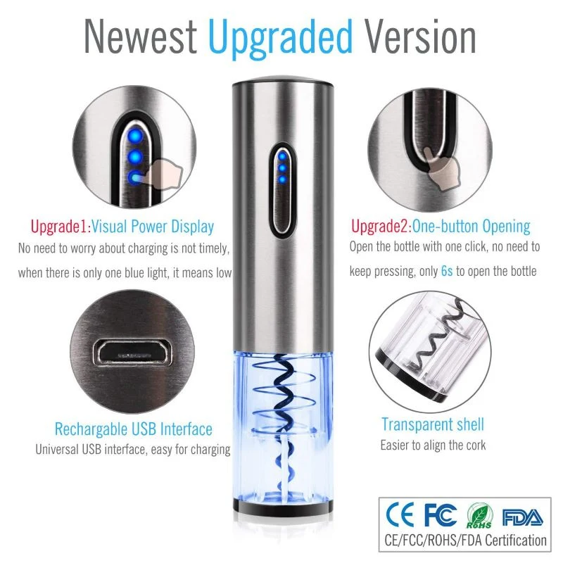 

Rechargeable Electric Wine Bottle Opener Corkscrew Foil Cutter Wine Opener Automatic Bottle Opener for Red Wine Kitchen Tool