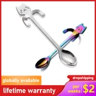 Кофейная ложка с милым котом, ложка для чая из нержавеющей стали с креативной кошкой, десертная ложка для закусок, ложка для мороженого, мини-кружка, ложка для чая, столовая посуда