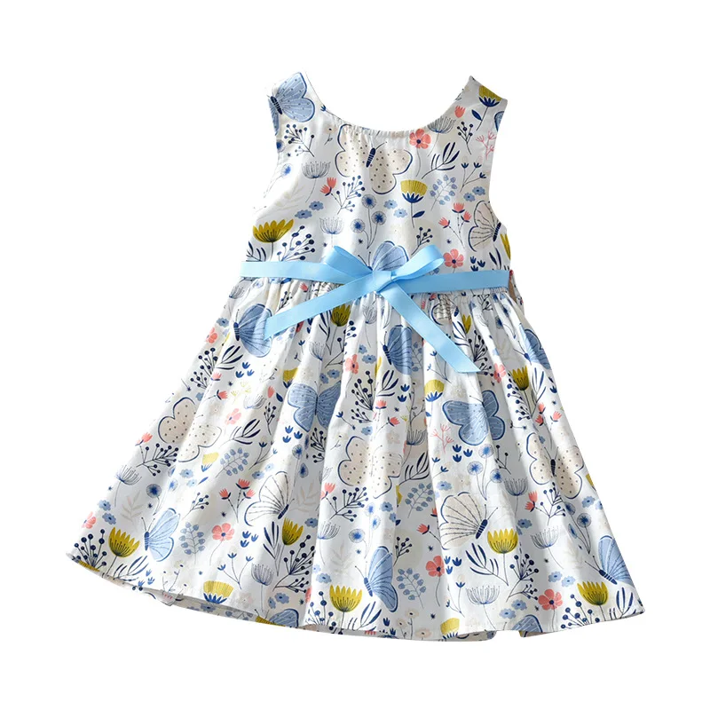 

Girls Flowers Summer Dresses Baby Girl Butterfly Clothing Children Fashion Sleeveless Vestidos Party Dresses Princess Clothes