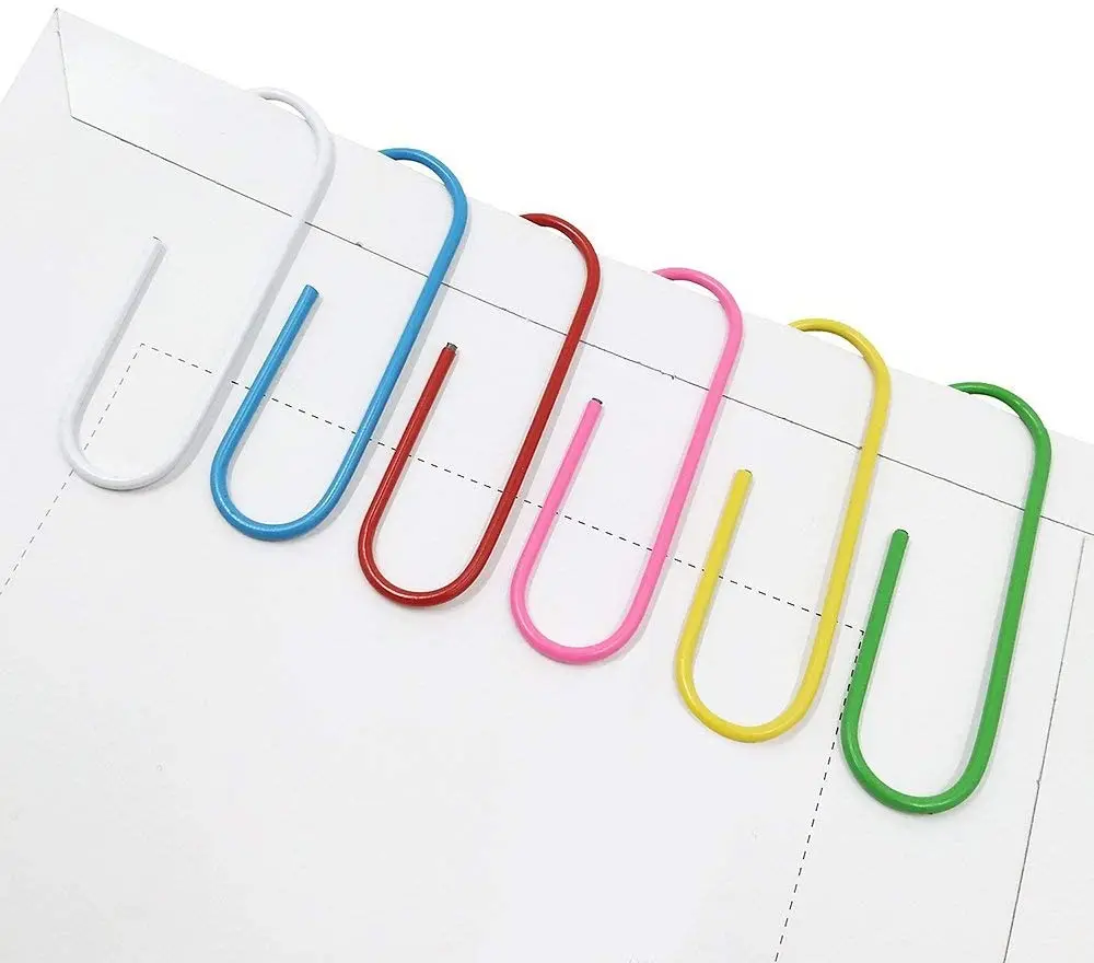 Lvcky 30Pcs Plastic Coated Paperclips Coloured Paper Clips Large 100mm for Office Supplies Assorted Colors | Дом и сад