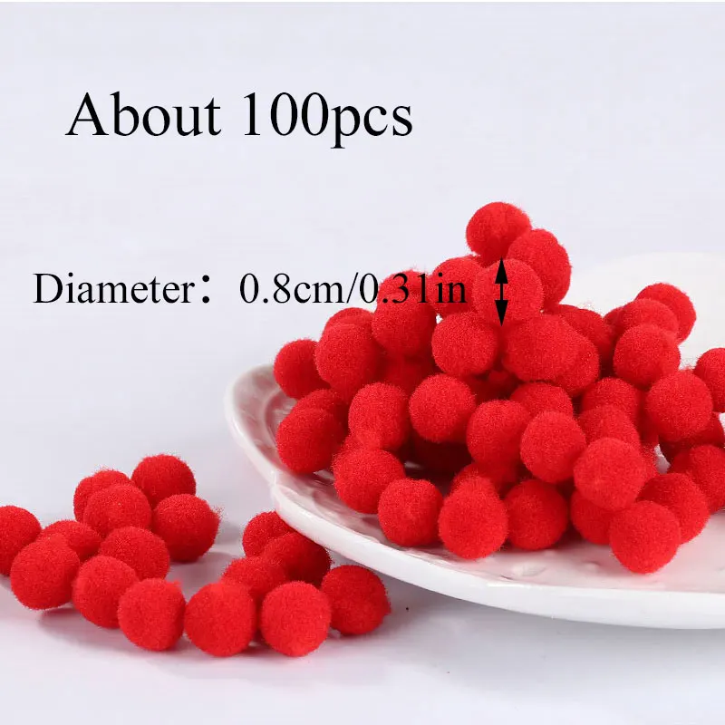 

100pcs Pompom 8mm Soft Pompones Fluffy Plush Crafts DIY Pom Poms Ball Furball Home Decor Sewing Supplies