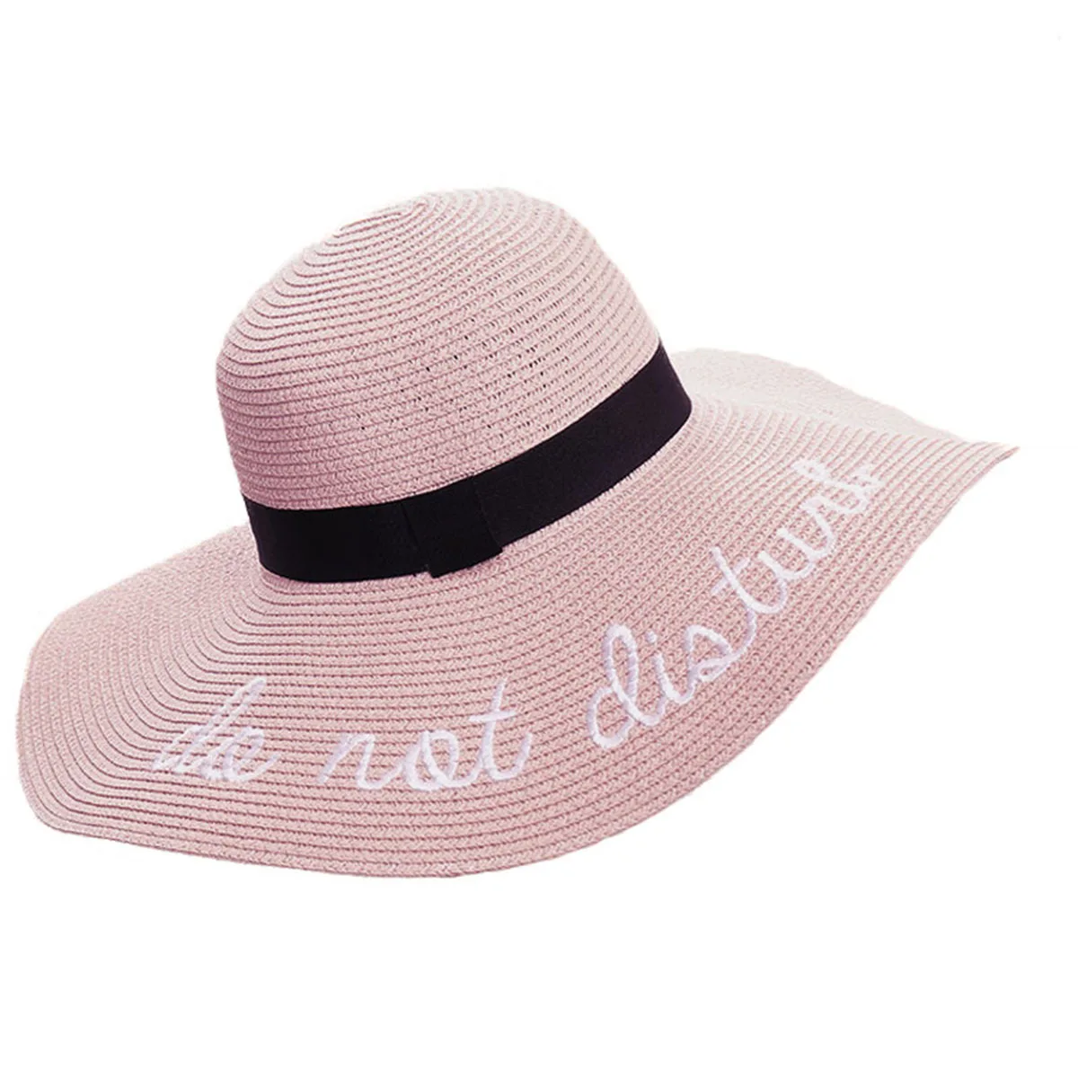 

Шляпа от солнца с широкими полями для женщин, шляпа с вышивкой «Не беспокоить», летняя соломенная шляпа, Женская фотошляпа, A420