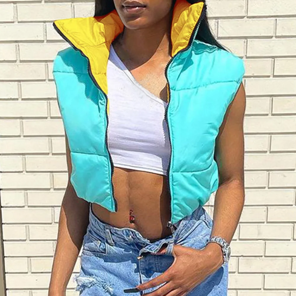 

Женская зимняя теплая безрукавка с высоким воротником, на молнии