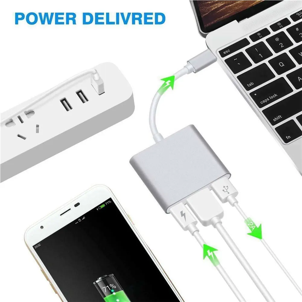 

Type C USB to USB-C 4K HDMI USB Adapter Cable 3 in 1 Hub for PC Laptop Computer DQ-Drop