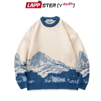 lappster youth men harajuku moutain winter sweaters 2021 pullover mens oversized korean fashions sweater women vintage clothes