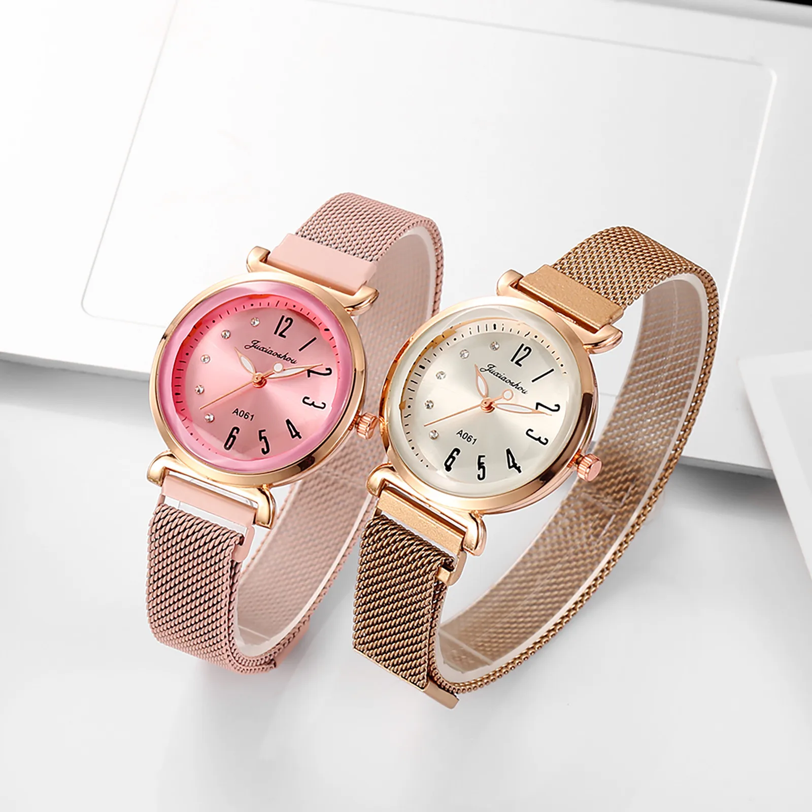 

European Fashion Ladies Magnetic Buckle Strap Steel Strap Fine Watch Luxury Hot Brand Diamond Waterproof Mesh Belt Wristwatches