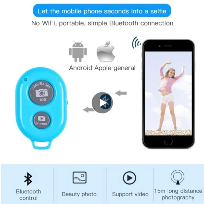 

Remote Selfie Bluetooth Controller 10m Portable Mini Bluetooth Wireless Self-timer Remote Control Camera Shutter For IOS Android