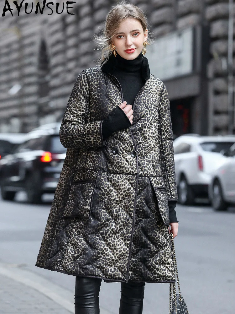 

Real Leather Jacket Women Korean Sheepskin Coat Female 20% White Duck Down Jackets Double-sided Winter Abrigo Mujer