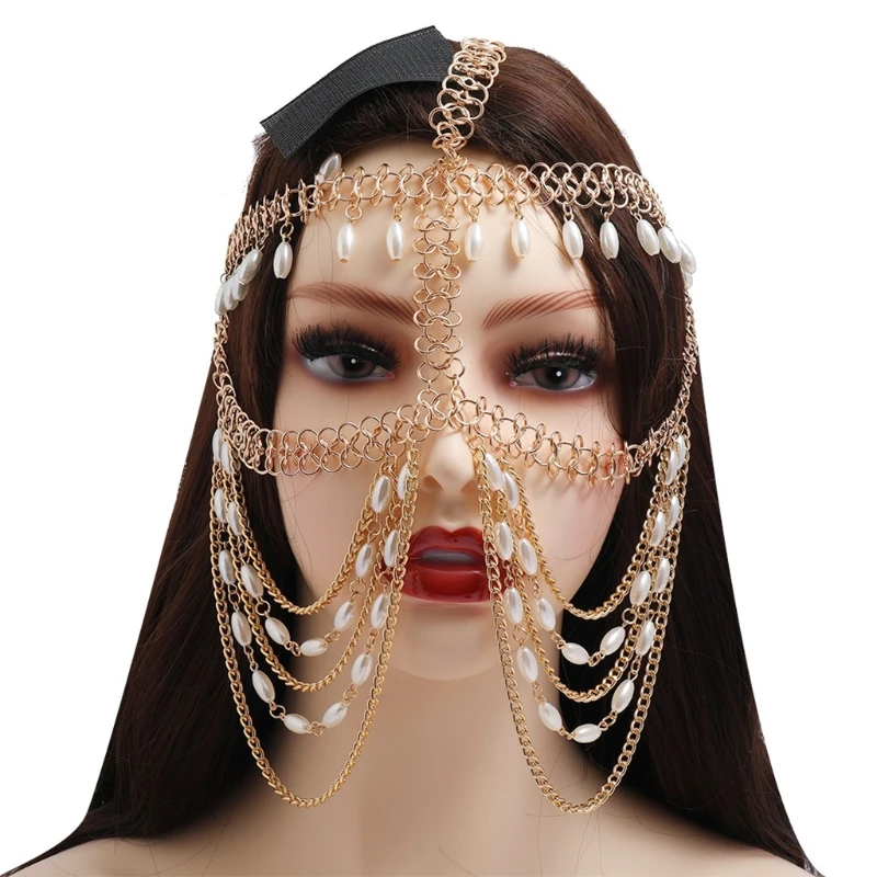

Женская цепочка для лица с подвеской из искусственного жемчуга, искусственная Фата для маскарада