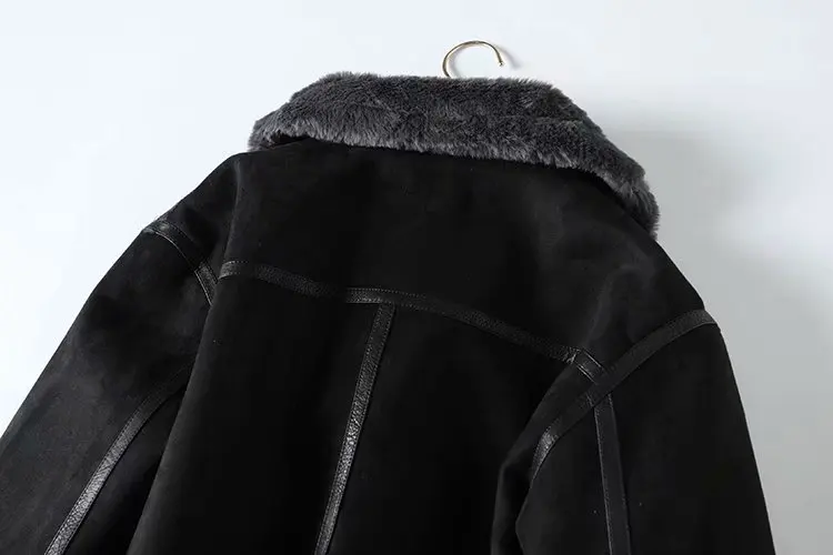 

Winter Sheepskin Leisure Coats Women Thicken Faux Leather Fur Diagonal Zipper Coat Female Fur Lining Leather Wool Liner Jacket
