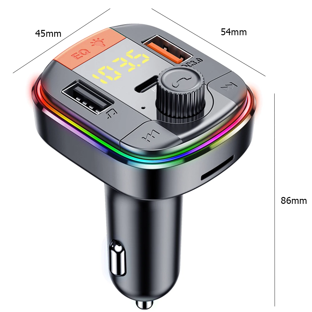 

Car Bluetooth 5.0 MP3 Player TF U Disk Lighting Hands-free Dual USB Fast Charger Multi-port Control