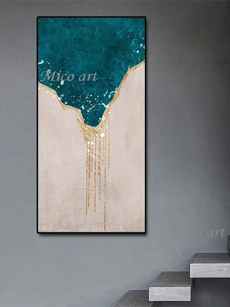 Новое поступление абстрактная красочная Золотая фольга картина маслом