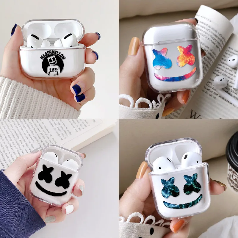 Чехол для наушников Marshmello DJ Apple iPhone зарядное устройство AirPods Pro жесткий прозрачный
