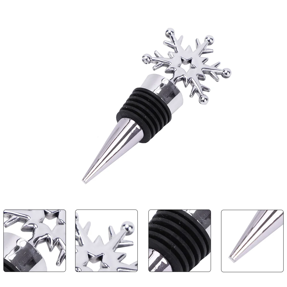 

4pcs Stainless Steel Stoppers Creative Snowflake Shape Bottle Plugs (Silver)