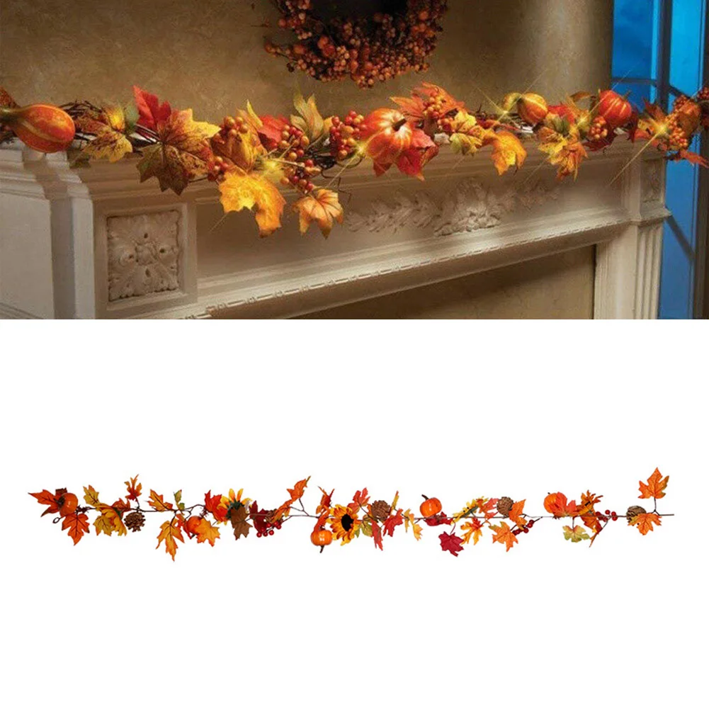 

70.9in 180cm Artificial Autumn Fall Maple Leaves Garland Hanging Plant Home Decor 1pc DIY Wedding Light String Hanging