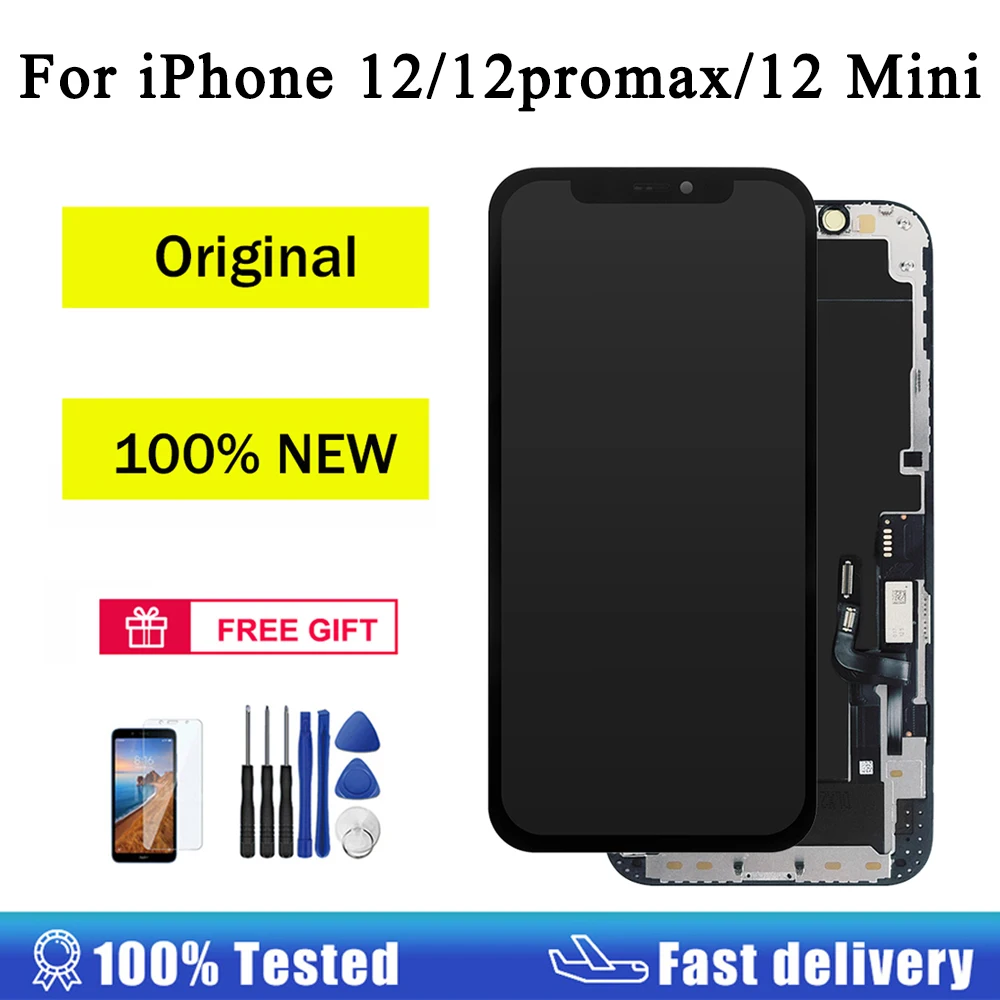 

100% Оригинальный OLED для iPhone 12 Pro ЖК-дисплей сенсорный экран Замена заводского дисплея для iPhone 12 Pro 12 MINI ЖК-экран