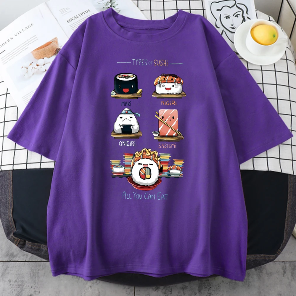 Футболка женская с коротким рукавом милый мультяшный рисунок суши в Корейском