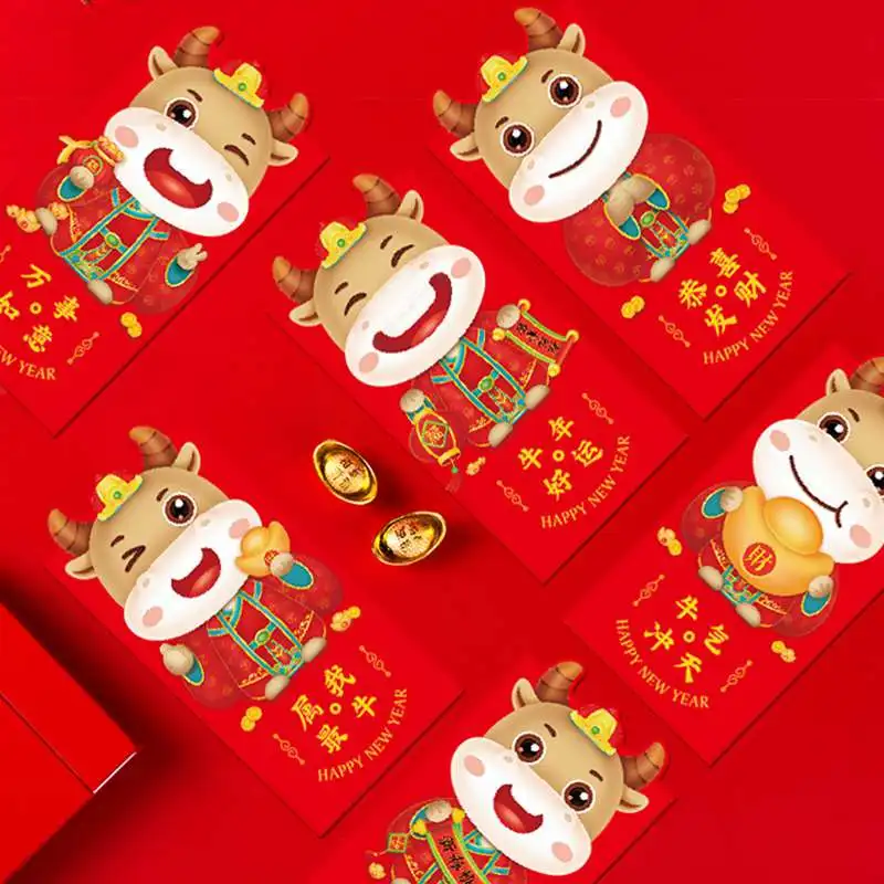 

6Pcs Cartoon Red Envelopes New Year's Red Packets Chinese New Year Red Envelope Spring Festival Red Envelopes For Happy New Year
