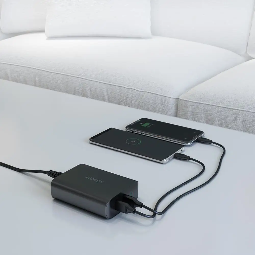 Зарядное устройство Aukey настенное зарядное для быстрой зарядки 46 Вт 3 0 18 с вилкой