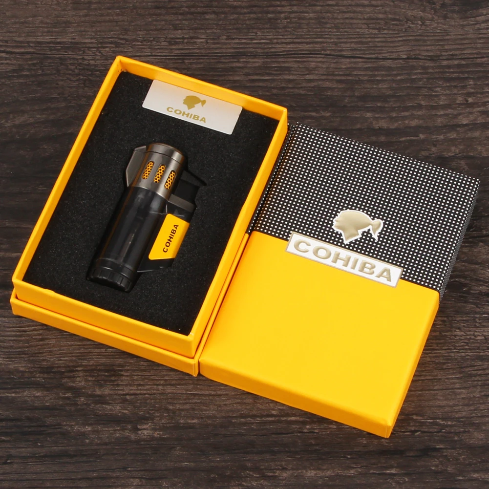 Ветрозащитные зажигалки для сигар COHIBA пластиковая Бутановая Зажигалка газовая