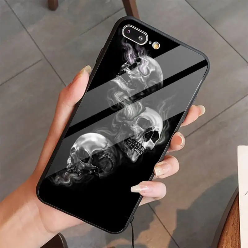 

Skull Crow Flower Pirate Blanket Phone Case Tempered glass For iphone 5C 6 6S 7 8 plus X XS XR 11 PRO MAX