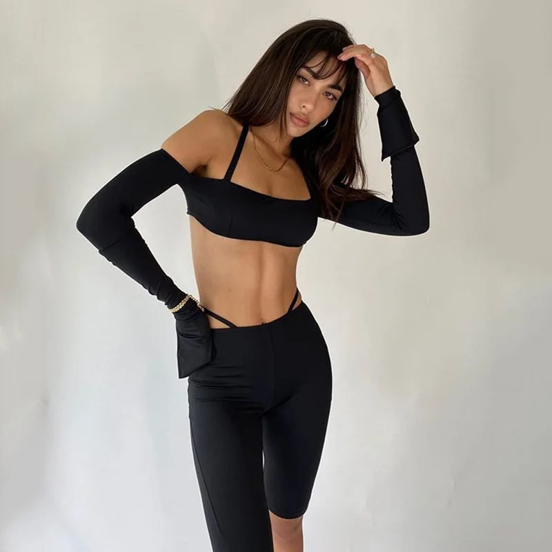 Fuedage однотонный комплект из двух предметов с лямкой на шее сексуальный короткий