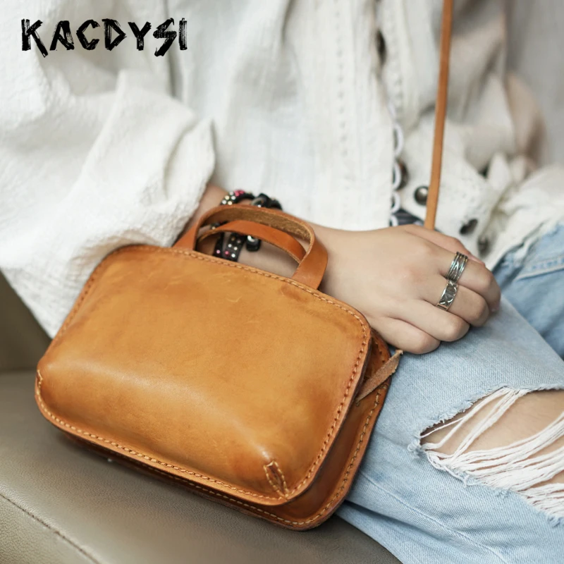 Маленькие женские сумки из 100% натуральной кожи в стиле ретро с верхней ручкой