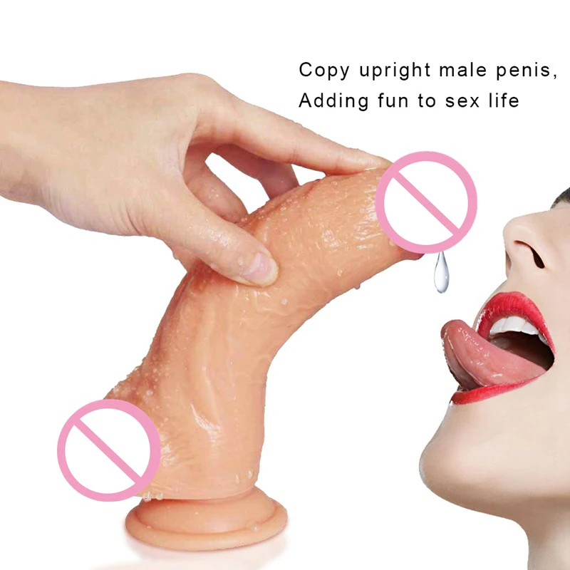 Искусственный пенис для мастурбации 21 см с мощной присоской секс-игрушки