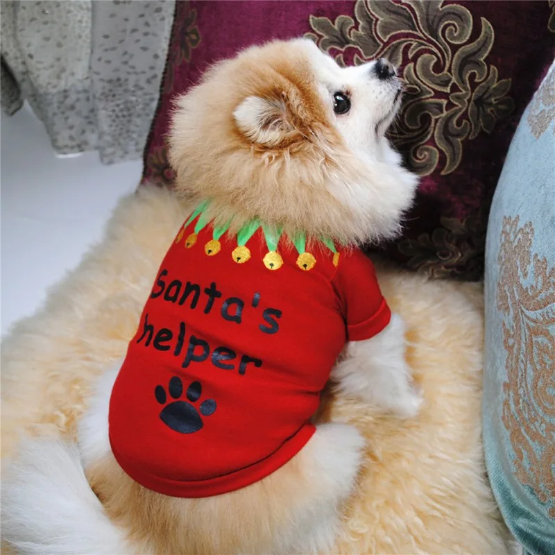

Pet Creative Christmas Clothes Cotton T-shirt For Pet Puppy Tee Shirts Dogs Costumes Pet Cat Tank Vest Top NewYear 2021