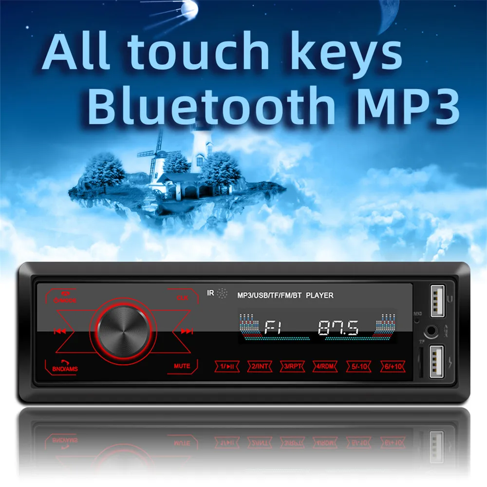 

12V Car Radio Audio 1din Bluetooth Stereo MP3 Player FM Receiver Handsfree Kit AUX/USB/TF Card Music Adapter In Dash IOS Port