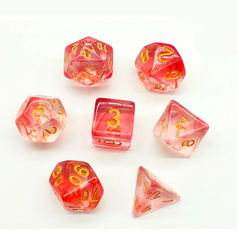 7 шт./компл. прозрачные двухцветные игральные кости 5 видов набор цифровых костей