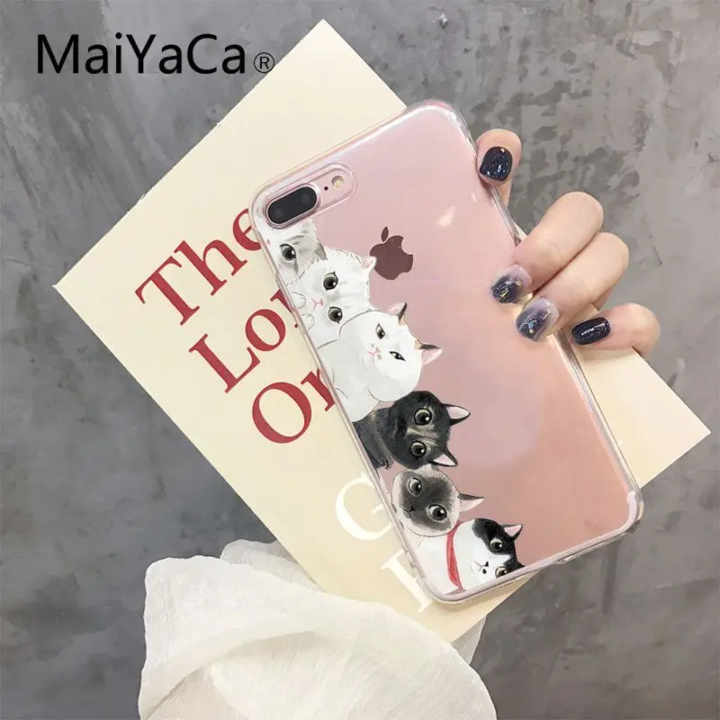 MaiYaCa милый кот котенок мягкая резина, термопластичный полиуретан чехол для телефона iPhone 5 5Sx 6 7 7plus 8 8Plus X XS MAX XR Fundas Capa