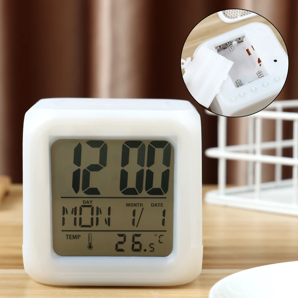 Многофункциональный портативный будильник 7 цветов большие светодиодные