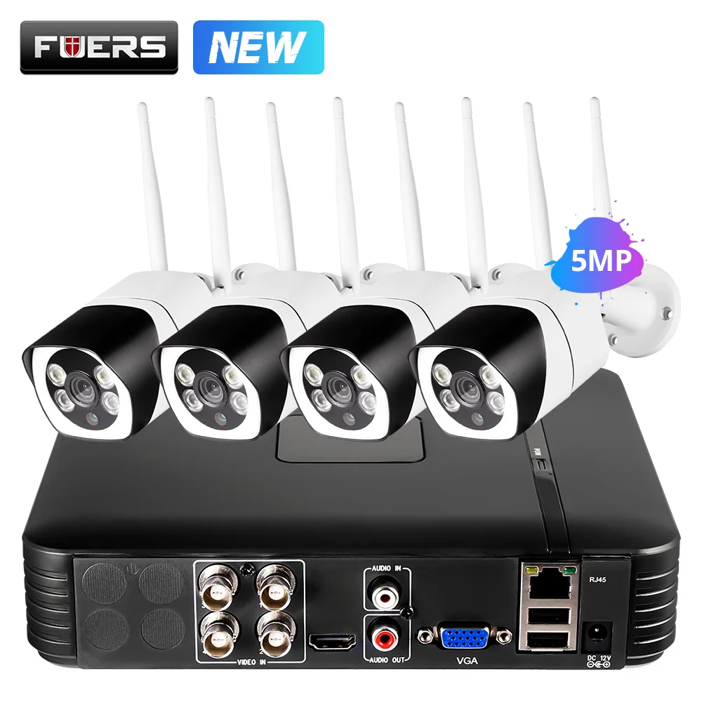 FUERS 4CH DVR 5.0MP 2.0MP ip-камера система наблюдения ONVIF беспроводная наружная