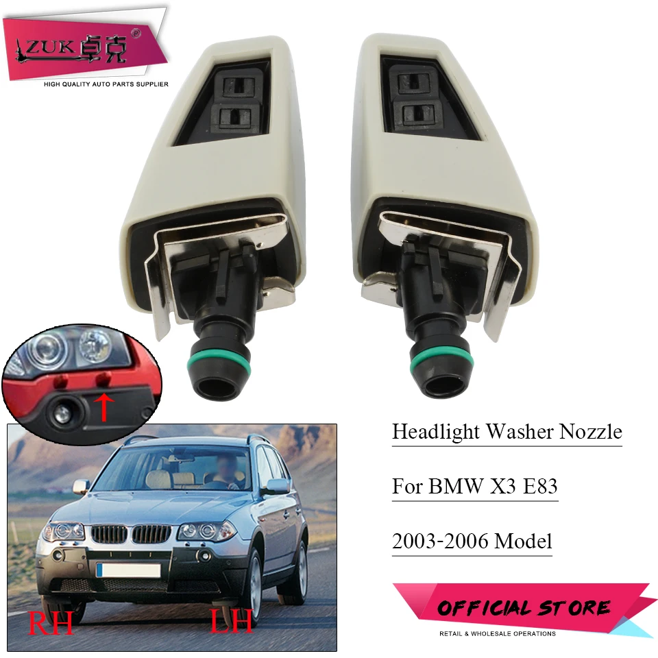 ZUK For BMW X3 E83 2003-2006 Unpainted Headlamp Headlight Washer Cleaning Water Spray Nozzle Jet Actuator