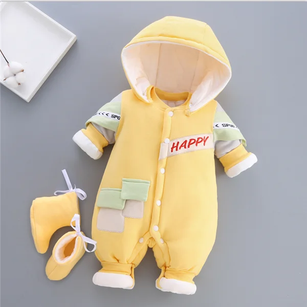 Baby clothing sets winter newborn baby girls cartoon cotton thick velvet hoodies+bib pants 2pcs for toddler boys warm suit | Детская