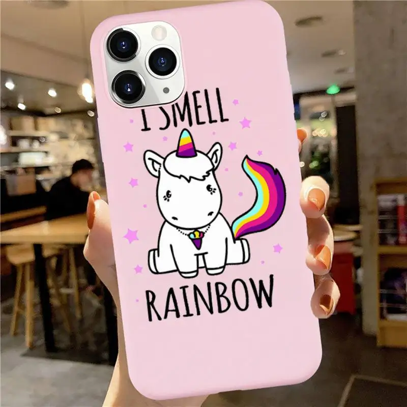 

Cartoon animal rainbow unicorn Phone Case Candy Color for iPhone 6 7 8 11 12 s mini pro X XS XR MAX Plus