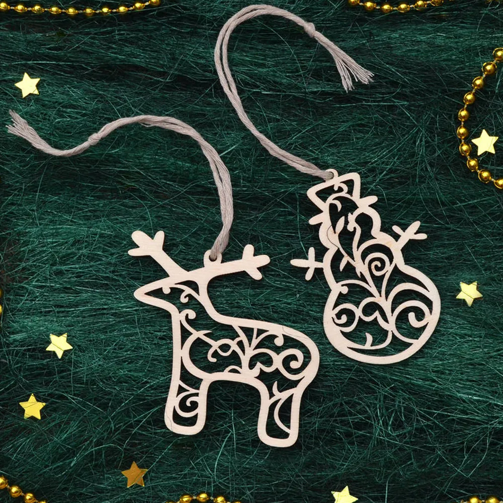 6 шт. рождественские детские игрушки ремесло деревянный чип рождественская елка