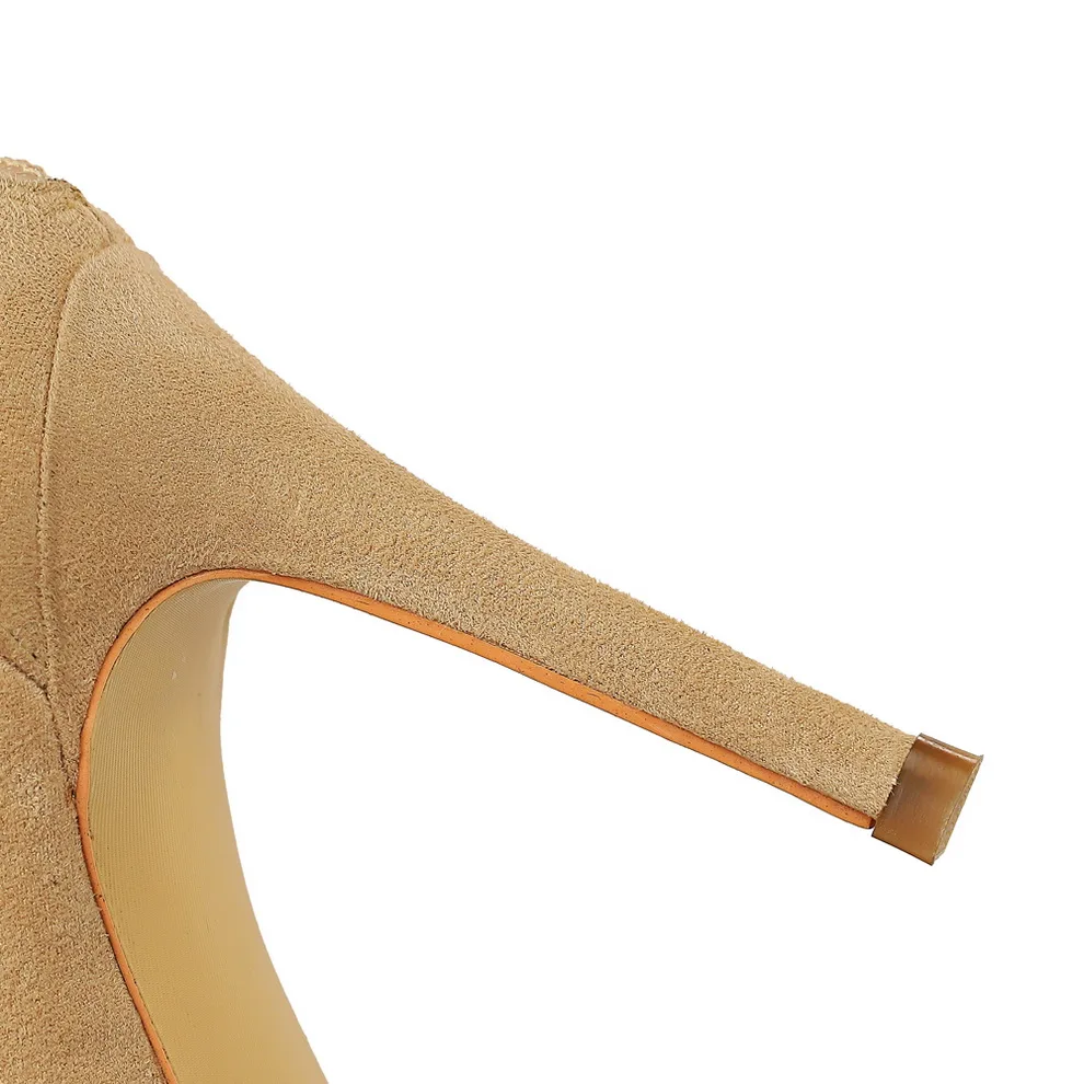 

Women Shoes Autumn 2019 High Heels Pointy stiletto heel Ladies Party Wedding Shoes Suede Heel Female Pumps Black Plus Size 34-40