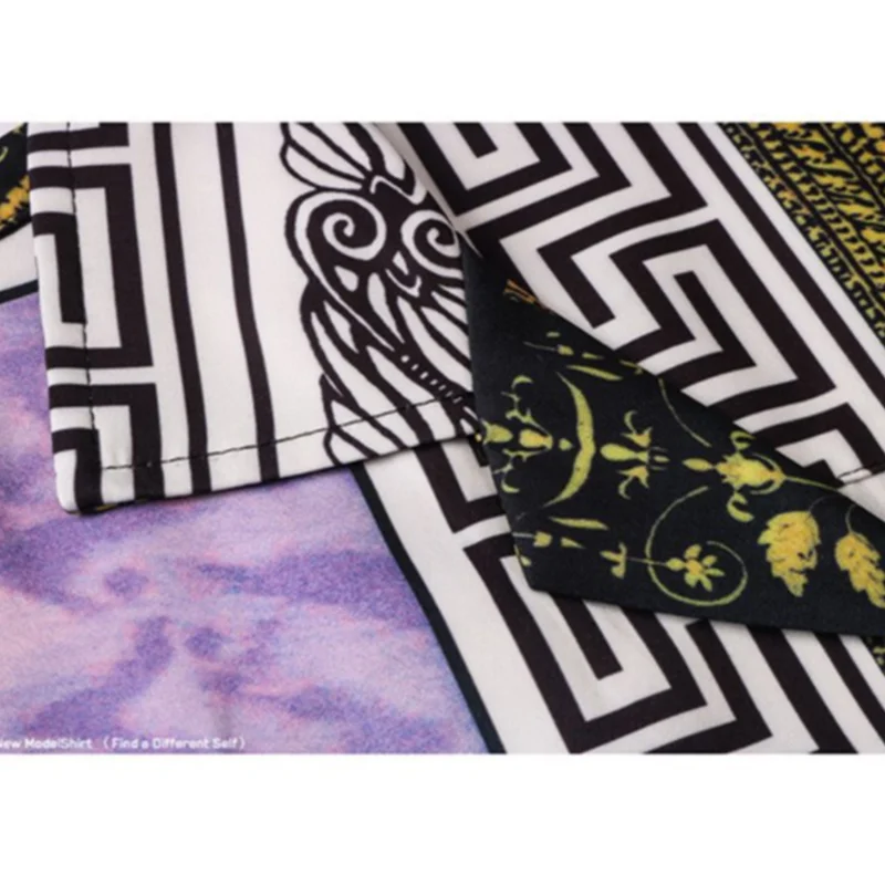 

2021 summer short sleeve Hawaiian beach shirts Luxury color block print streetwear hiphop fashion brand vintage button up shirt