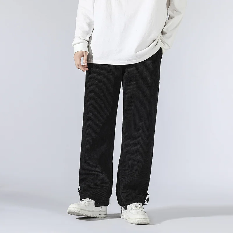 

#2820 черные и серые повседневные вельветовые брюки, мужские свободные бриджи, мужские джоггеры с эластичным поясом, брюки в стиле хип-хоп, жен...