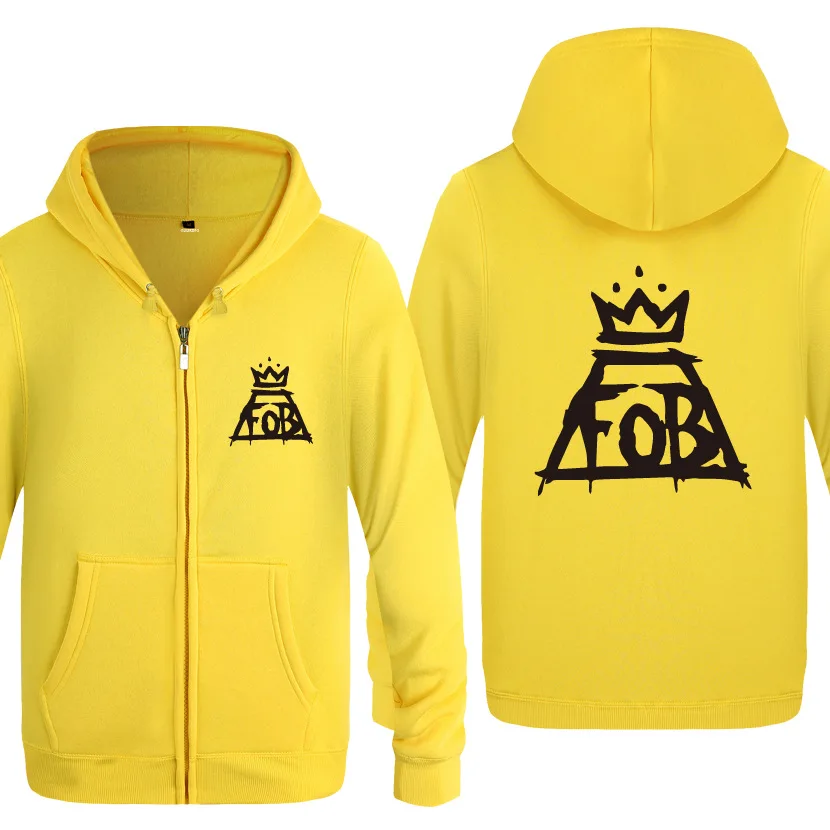 

FOB Fall Out Boy Punk Rock Hoodies Men Fleece Long Sleeve Zipper Hooded Jacket Cardigans Man Hip Hop Sweatshirt Streetwear Coat