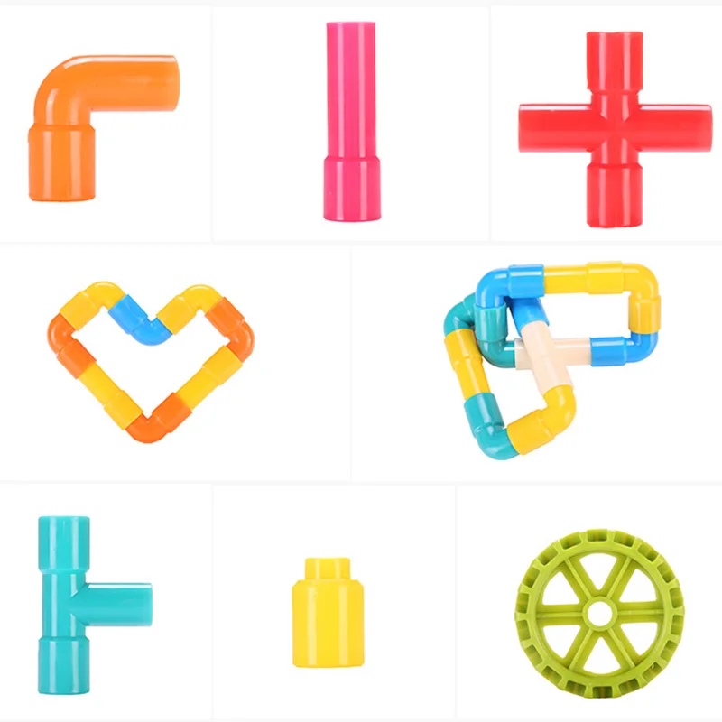 DIY трубопровод строительные блоки Красочные Образовательные водопроводные