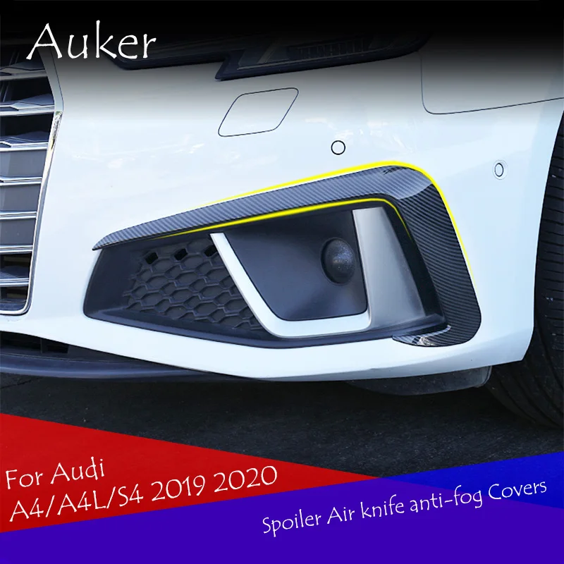 Beli Hiasan Mobil Untuk Audi A4 B9 2017-2019 Spoiler Bumper Depan Pisau Udara Lampu Kabut Penutup Stiker Serat Karbon Aksesori Eksterior