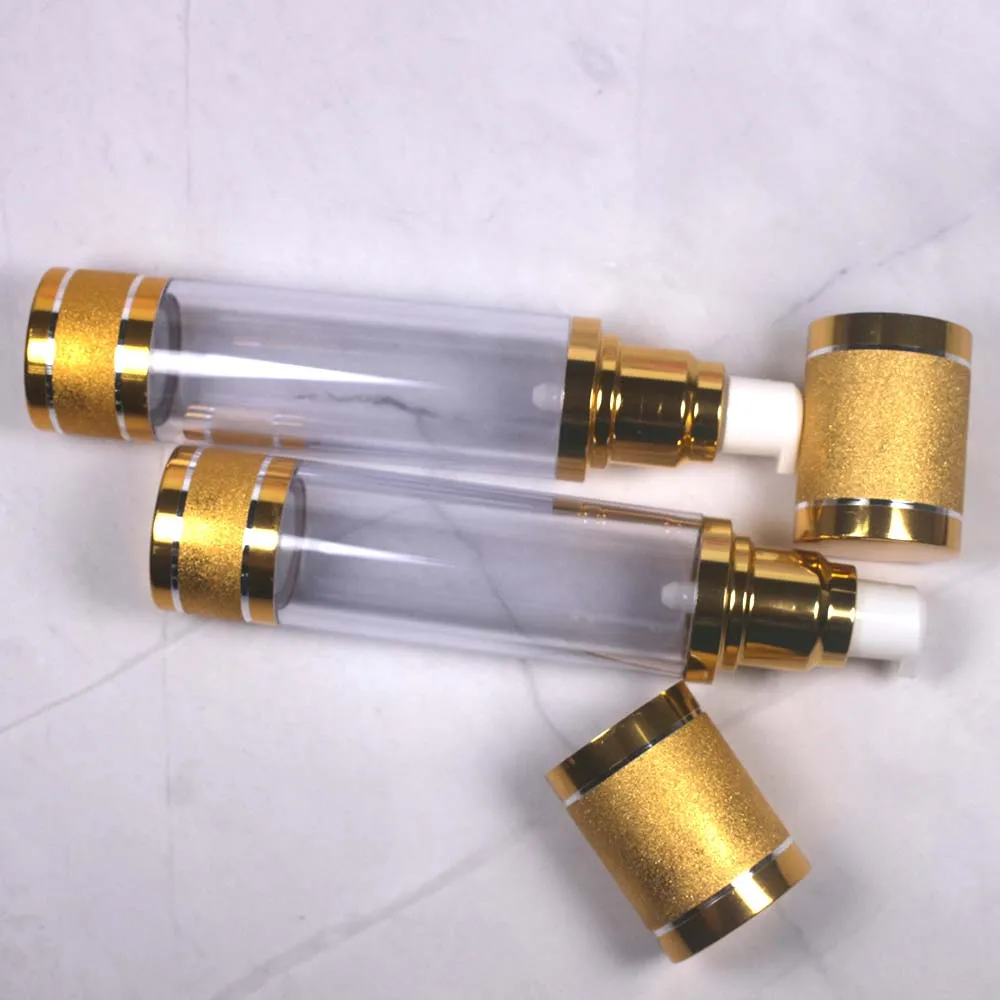 

50ml 15ml beauty Bright golden plastic lotion empty bottle