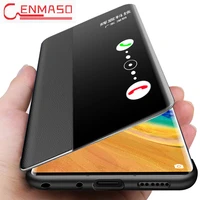 original for huawei mate 30 pro flip leather case smart touch view window for huawei mate 20 x 30 pro protective funda case