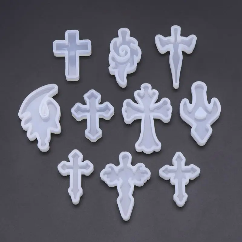 

10Pcs/Set Silicone Mold Mirror Cross DIY Cross Jewelry Pendant Making Tool Craft