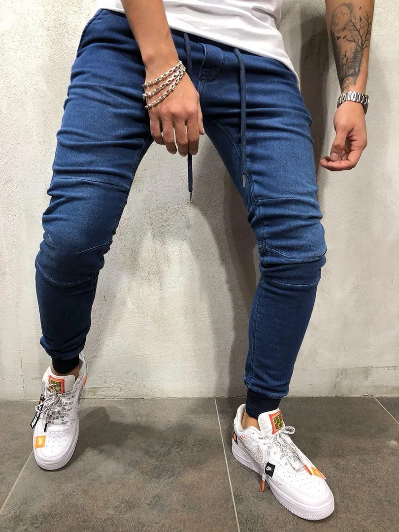 

The Cheapest jeans work pants Skinny Jeans Slim Fit Ripped Jeans Big and Tall Stretch Blue Jeans for Men Distressed Elastic Wais