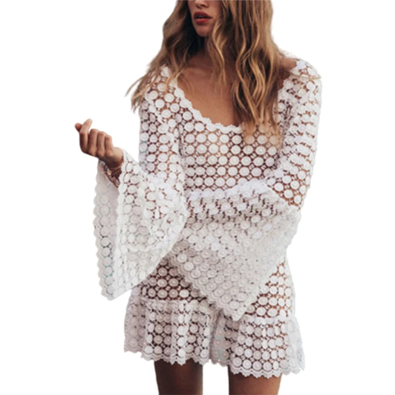 

2020 модная трендовая Новинка, летние женские накидки в горошек с длинным рукавом, прозрачные пляжные аксессуары для отдыха