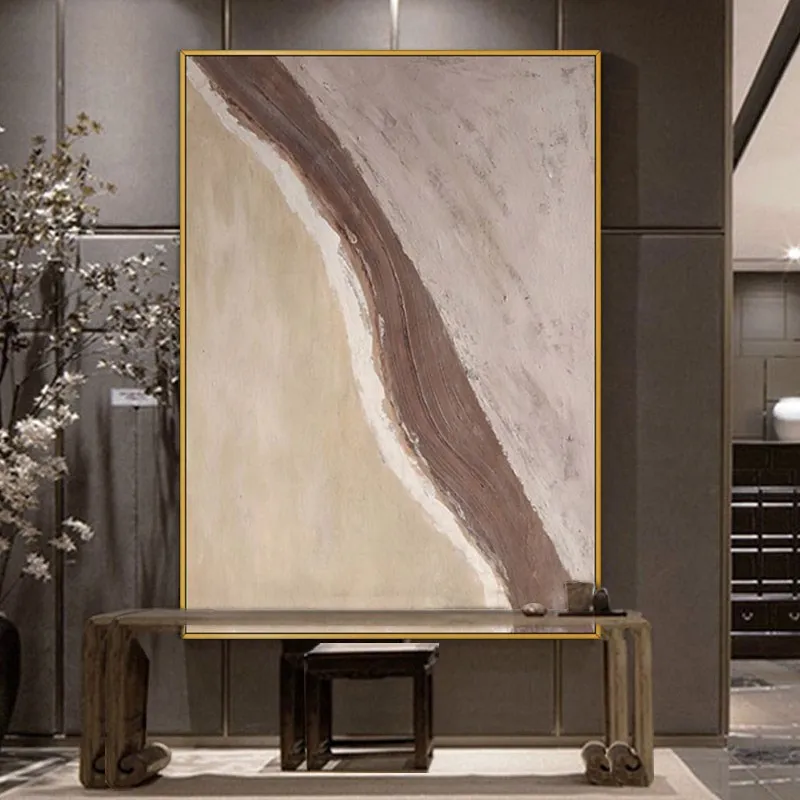 

Hand-painted Abstract Oil Painting American Nordic Large Decorative Painting Living Room Modern Simple Deep Soil Yellow Canvas